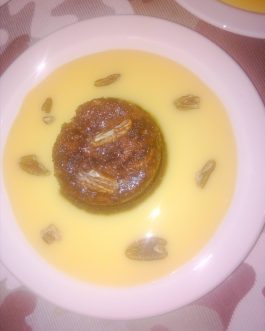 Plated Malva Pudding with Custard