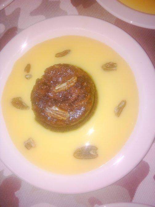 Plated Malva Pudding with Custard